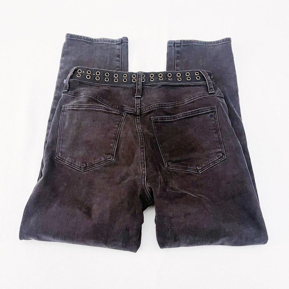 Madewell Classic Straight Black Denim Jeans Eyelet Accent Waist SZ25 - Picture 5 of 10